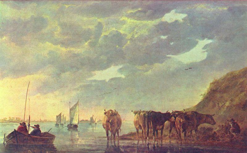 Aelbert Cuyp Hirt mit fenf Kuhen an einem Flub Germany oil painting art